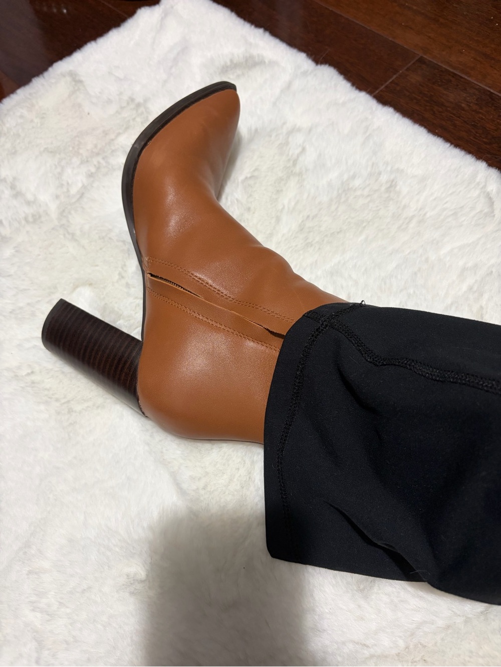 Calvin Klein Tan Leather High-Stack Heel Ankle Boots